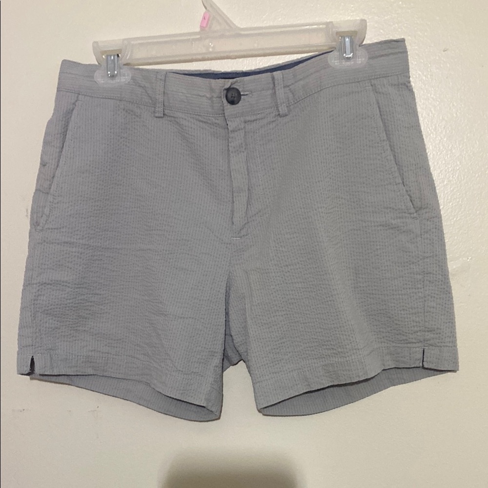 Club Monaco Gray Stretch Pocket Jax Fit Textured Flat Front Chino Shorts Size 29